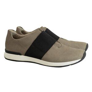 Vionic Codie Sneaker Tan Leather Minimal Taupe Elastic Strap Low Slip On Shoe